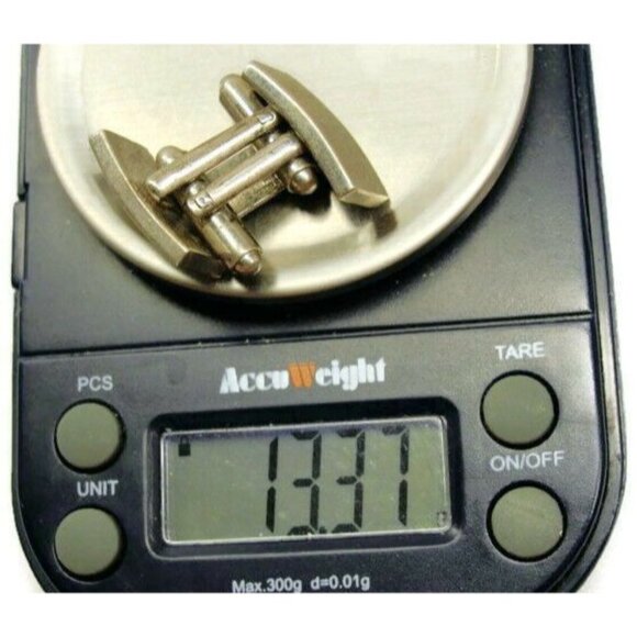 Rectangular Cufflinks With Horizontal Lines Sterling Silver 925 Vintage Patina - Picture 5 of 10